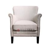 北欧风格单人沙发椅 简约欧式美式休闲椅 新古典皮艺椅子办公椅