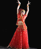 量身定制定做印度舞蹈服装表演服新款套装大红蕾丝团购优惠肚皮舞