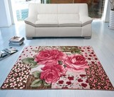 包邮 倍思美田园风格立体刻花玫瑰 客厅茶几地垫地毯1.2*1.7米