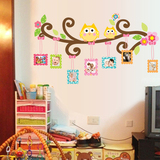 可爱猫头鹰卡通照片墙贴儿童房间墙贴纸可移除创意背景墙纸墙壁画