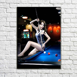 斯诺克台球装饰画桌球/台球女郎性感美女酒吧台球厅娱乐城挂画