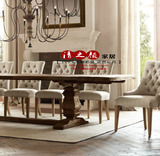 直销法式乡村实木做旧餐桌椅组合家具长形餐桌美式酒店会所会议桌