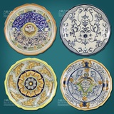 地中海风格欧式手绘陶瓷挂盘摆盘坐盘摆件装饰盘子墙家居软装饰品