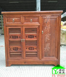 YS0354特价雕花香樟木斗柜餐边柜鞋柜储物柜三门两抽屉全实木家具