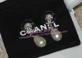 欧洲代购 Chanel 金色小双C耳钉+椭圆形珍珠吊坠
