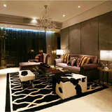 现代黑白客厅地毯茶几卧室满铺沙发床边地毯手工腈纶地毯定制