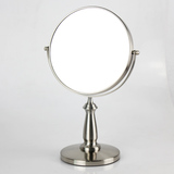 米乐佩斯台式镜子双面放大化妆镜欧式复古不锈钢色美容镜台面镜