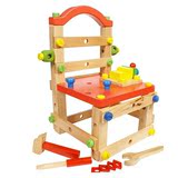 木制多功能工具椅 橡胶木鲁班椅 儿童拼拆装木质螺母椅子益智玩具