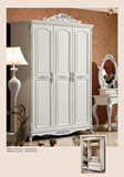 法式新古典 欧式风格1.55米三门成人衣柜 高档实木白色衣橱A003