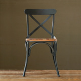 美式乡村复古工矿loft实木铁艺靠背餐椅休闲椅咖啡椅书房椅办公椅