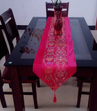 特价红色喜庆桌布婚庆台布餐桌布椅子套布艺桌旗中式富贵有余桌旗