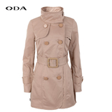 QDA女装专柜正品 时尚中长款立领双排扣风衣 2015秋季新30604909
