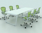 简约现代时尚钢架桌椅简易办公小型实木会议桌中式白色组合长条桌