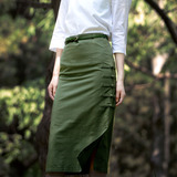 【绿罗裙】夏装原创中式复古文艺范清新格子半身裙棉包臀