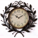 欧式铁艺橄榄枝爱情挂钟 客厅静音钟表 时尚创意时钟