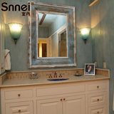 misscc 室内 永恒之城浴室镜 白杨木装饰大镜子 欧式客厅实木边框