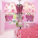 儿童女孩房卧室时尚创意粉红色蝴蝶田园欧式美式现代吊灯饰具包邮