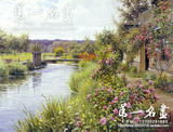 第一名画 莱特 乡村池塘4 32世界名画欧式风景油画装饰画有框画