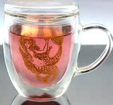 星巴克杯 耐热玻璃泡茶杯水杯双层透明玻璃杯子咖啡杯马克杯 带盖