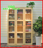 广州实木家具 实木书柜 松木书柜 儿童书柜 玻璃门书柜 三门书柜