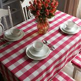 田园红白格子桌布布艺西餐厅方桌布餐桌布台布色织棉布茶几布定做