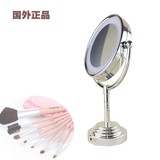 包邮 化妆镜 带灯台式镜 欧式 双面 放大美容镜子 LED灯镜 梳妆镜