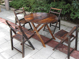 火烧木户外桌椅组合 碳化木桌椅 休闲桌椅 实木 户外家具防腐