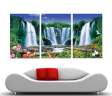 A风景河山图山水瀑布大气无框画壁画水晶现代装饰画沙发背景墙