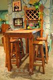 原木全实木酒吧台家用吧台吧椅组合可定制酒柜吧台柜 靠墙吧台桌