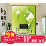 花卉大型壁画 客厅电视背景墙壁纸卧室墙纸沙发墙布绿百合花特价