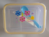 塑料保鲜盒 简约四面带扣密封盒 长方形圆形食品微波透明饭盒