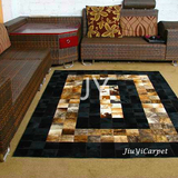 久忆进口牛皮拼块地毯地垫定制 奢华欧式风情  客厅卧室地毯地垫