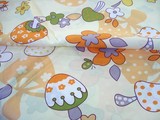 卡通蘑菇纯棉全棉斜纹布料2.35米宽幅棉布宝宝婴儿童床上用品布料