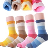秋冬款儿童袜子加绒加厚3-5-7-9岁男女童纯棉保暖短袜宝宝中筒袜
