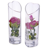 斜口心形玻璃花瓶 花插 婚庆道具 流沙瓶 23cm玻璃花瓶 新品