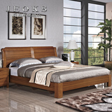 乔克斯实木框架床 水曲柳1.8米婚床卧室双人床田园床现代中式家具