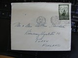 外国邮票：1954，联合国会徽，实寄封1枚