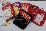 日本招喜屋和风招财猫布艺卡通女士钱包拉链短款创意钱夹外贸包包