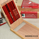 ART艺术用木制折叠铅笔盒 水彩笔木盒 画笔保存盒 画具收纳盒