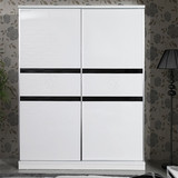 简约现代白色两门推拉衣橱/钢琴黑白烤漆移门二门卧室储物衣柜