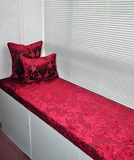 飘窗垫定做订制酒红色奢华垫子高密度海绵沙发垫窗台阳台可拆洗