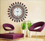 久久达 大号奢华客厅时钟欧式铁艺镶钻现代创意挂钟个性静音钟表