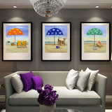 特价促销 3联客厅卧室餐厅现代简约实木组合卡通画油画有框画沙滩