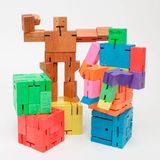 百变木头魔方机器人 木质变形金刚异形魔方益智玩具 创意生日礼物