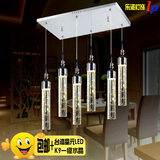 气泡水晶柱餐厅灯吊灯三头LED现代简约酒吧灯个性创意不锈钢包邮