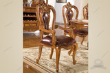 欧式实木雕刻豪华别墅餐椅 法式高端真皮椅子 英式皇家宫廷书椅