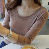 韩国东大门代购女装正品2016春装新款韩版纯色修身薄款长袖T恤mp