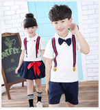2016夏季新款儿童校服韩版纯棉拼色运动幼儿园校服男女童短袖套装