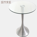 简约现代钢化玻璃圆形小吧台酒吧吧台桌客厅家用休闲时尚高脚圆桌