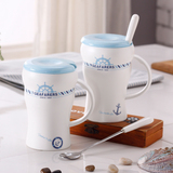 杯子陶瓷马克杯创意简约办公室牛奶咖啡杯大号个性麦片水杯带盖勺